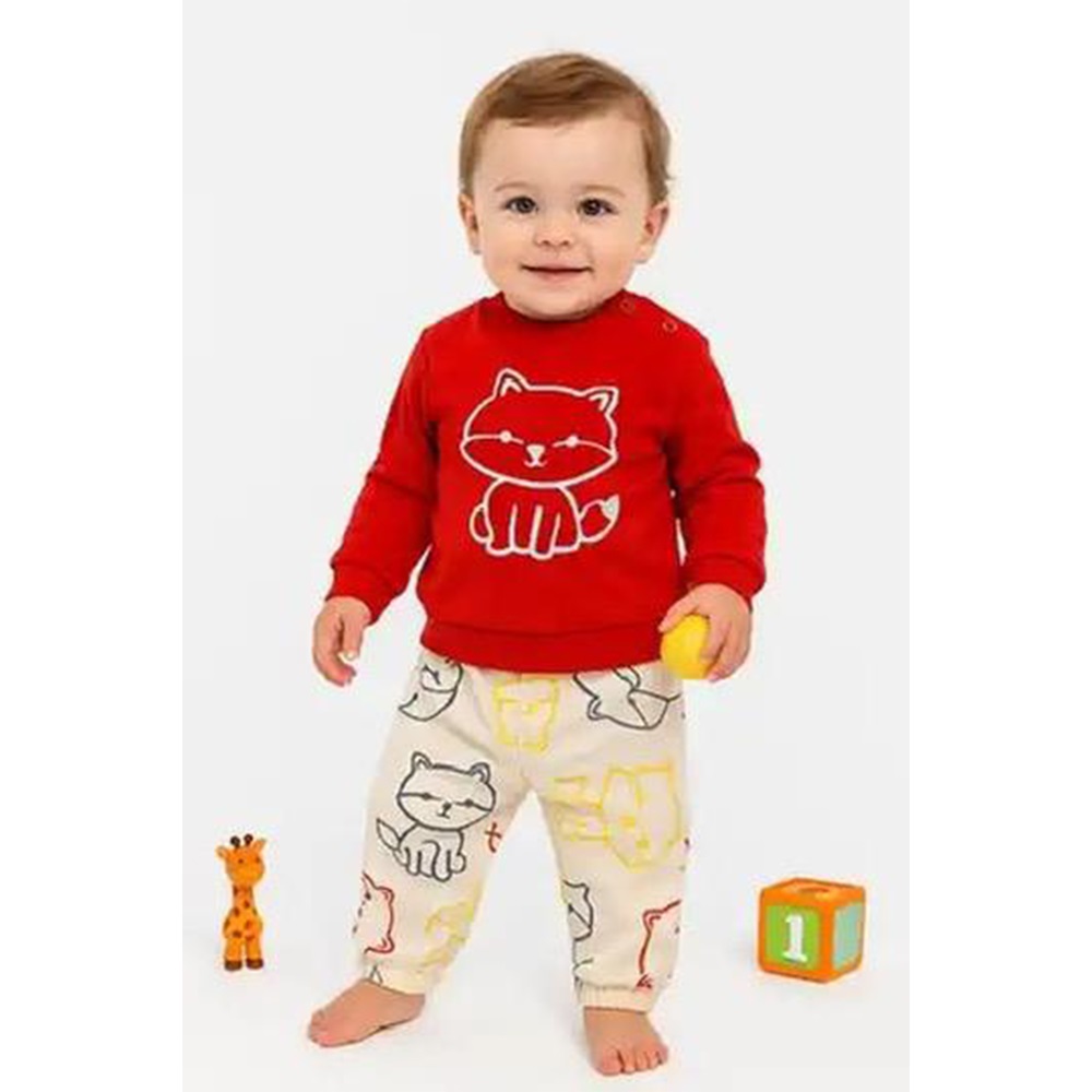 Ceylan Bebe 0009 Bebe Penye Sevimli Tilki Baskılı Takım 9-18 Ay