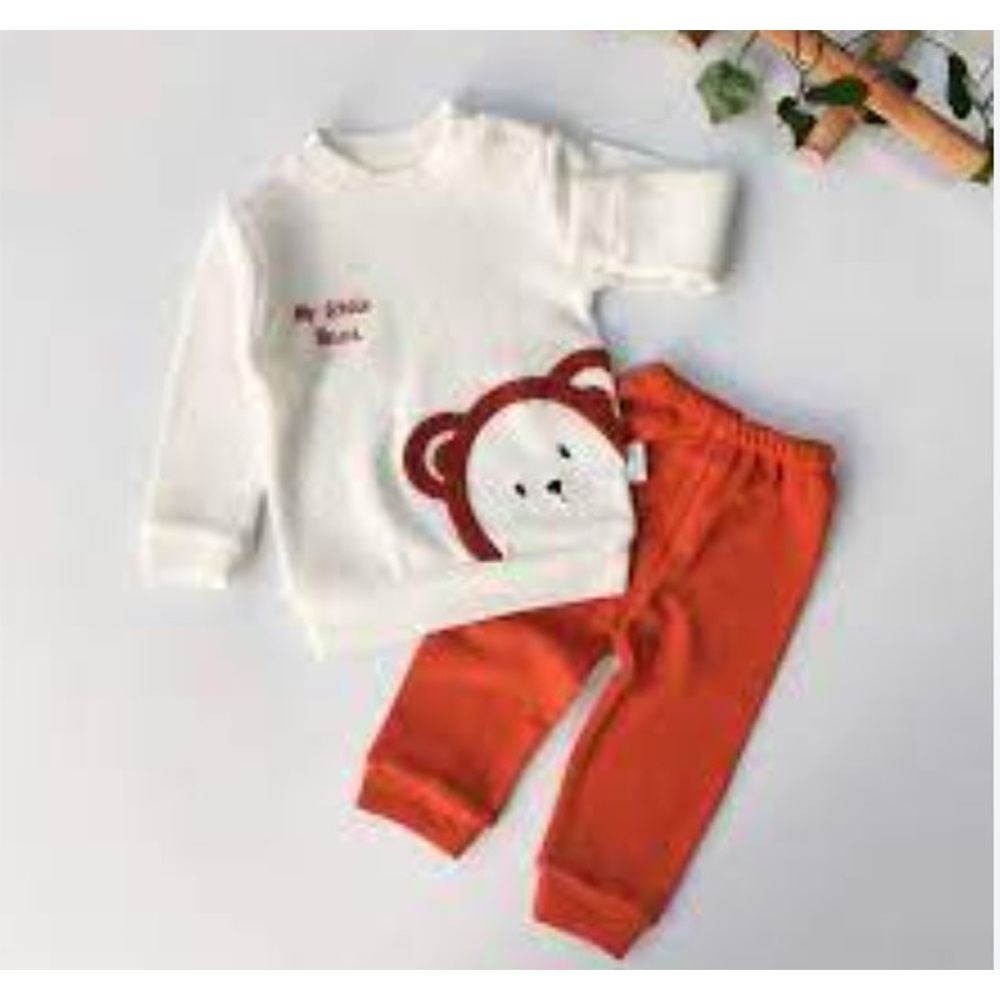 Ceylan Bebe 0009 Bebe Waffle Sevimli Ayıcık Nakışlı Takım 9-18 Ay