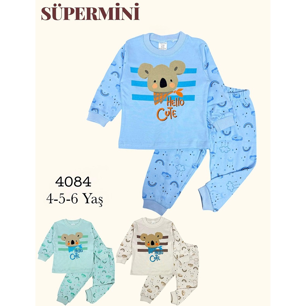 Süpermini 4084 Çocuk Penye Sevimli Koala Baskılı Takım 4-6 Yaş