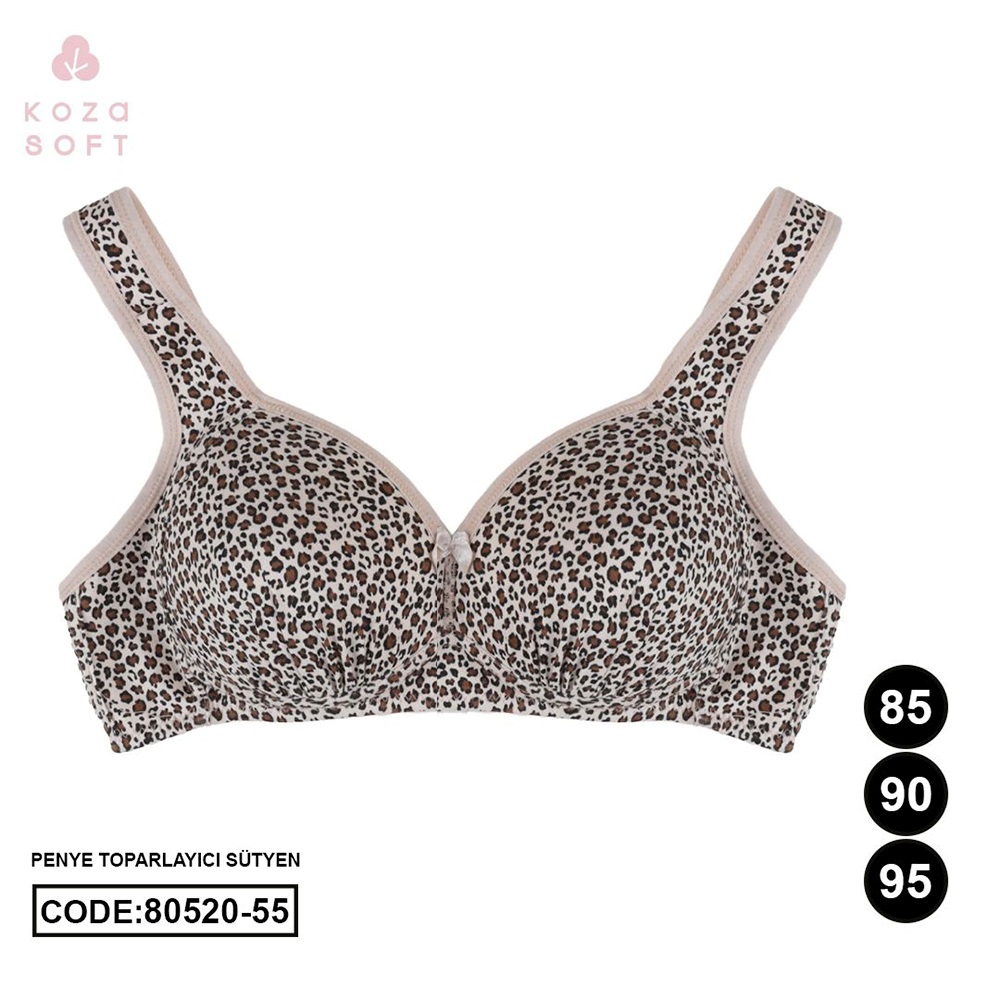 Koza 80520-55 Bayan Penye Desenli Toparlayıcı Sütyen 80-95 - Leopar - 80-85-90-95 - 40121-Leopar-80-85-90-95
