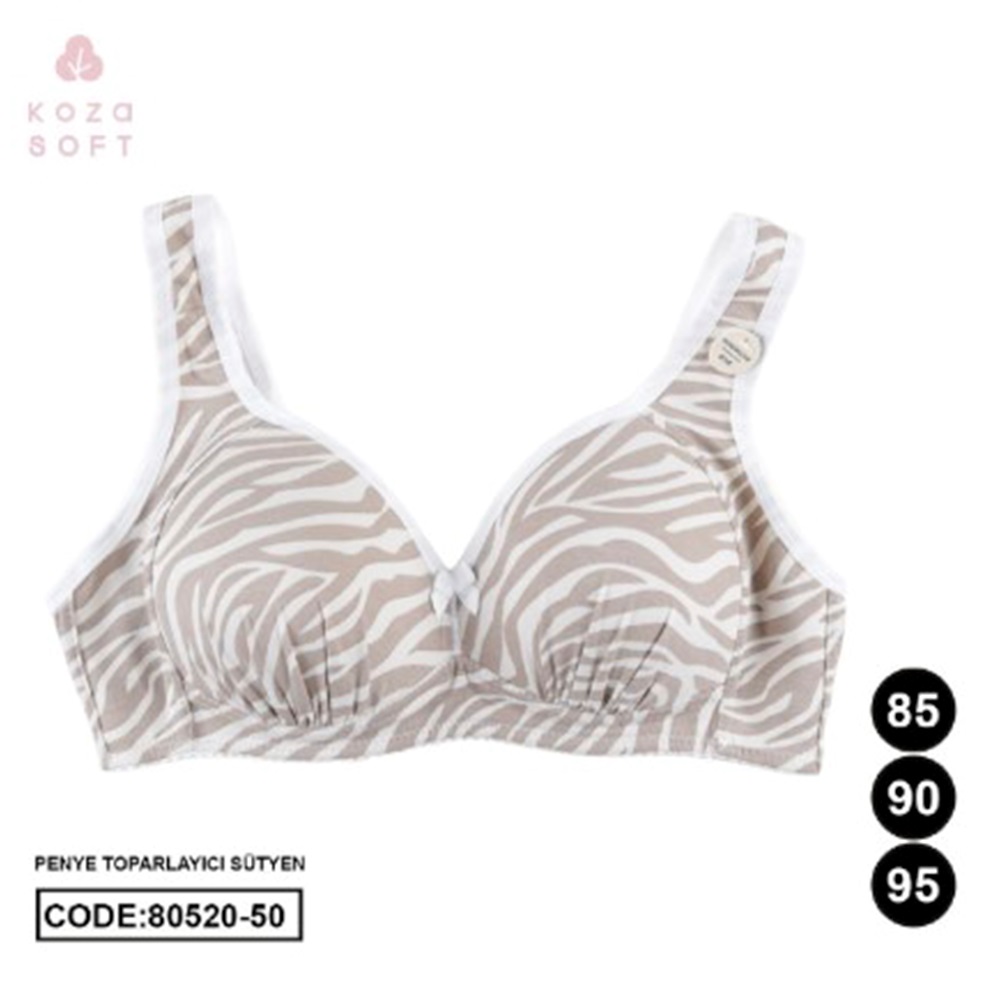 Koza 80520-50 Bayan Penye Desenli Toparlayıcı Sütyen 80-95 - Ekru - 80-85-90-95 - 40124-Ekru-80-85-90-95