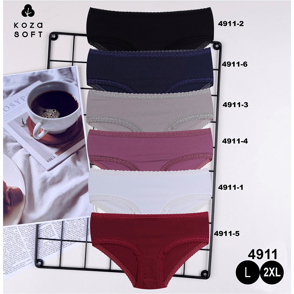 Koza 4911 Bayan Penye Dantelli Bato Külot (10 Lu) - Lacivert - 2XL - 40150-Lacivert-2XL