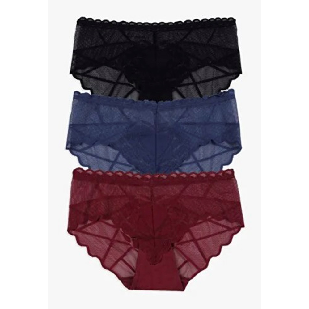 Koza 20832 Bayan Dantelli Bikini Külot (10 Lu) - Kırmızı - XL - 40156-Kırmızı-XL