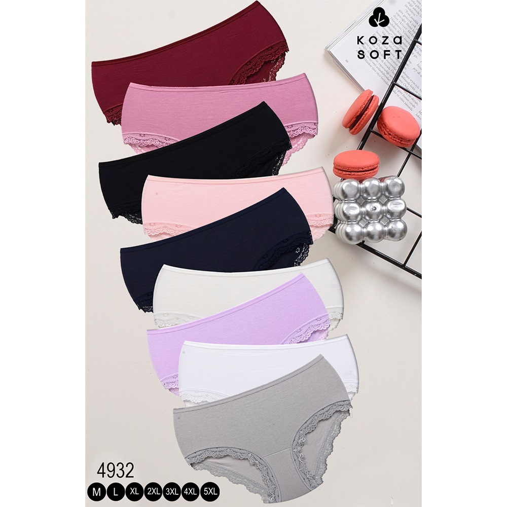 Koza 4932 Bayan Penye Dantelli Bato Külot (12 Li) - Beyaz - M - 40161-Beyaz-M