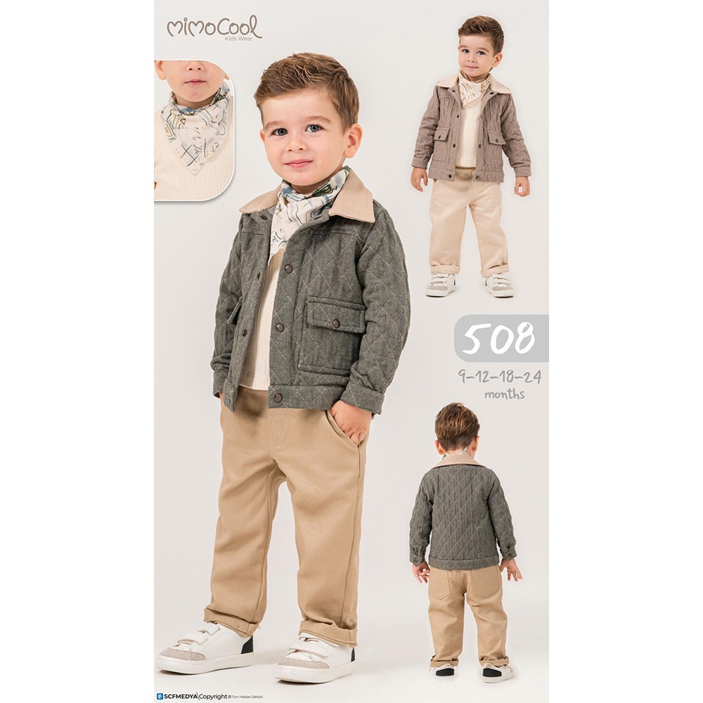 Mimo Cool 508 Erkek Bebe Cepli Çıtçıtlı Hırkalı 3 Lü Takım 9-24 Ay