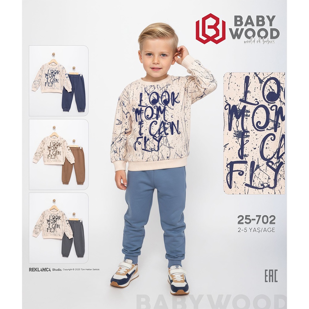 Babywood 702 Erkek Çocuk 2 İp Look Mom Baskılı Takım 2-5 Yaş