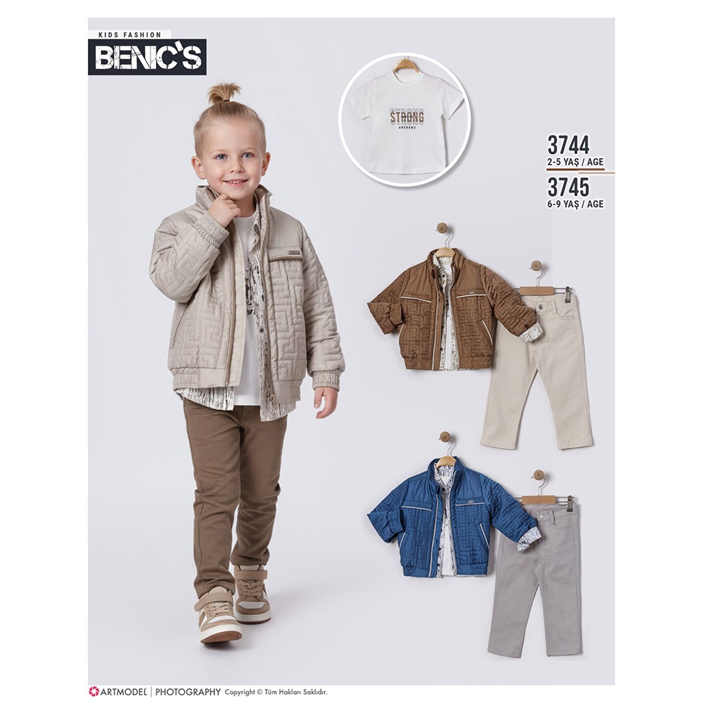 Benics 3745 Erkek Çocuk Next Baskılı Fermuarlı Labirent Mont 4 Lü Takım 6-9 Yaş