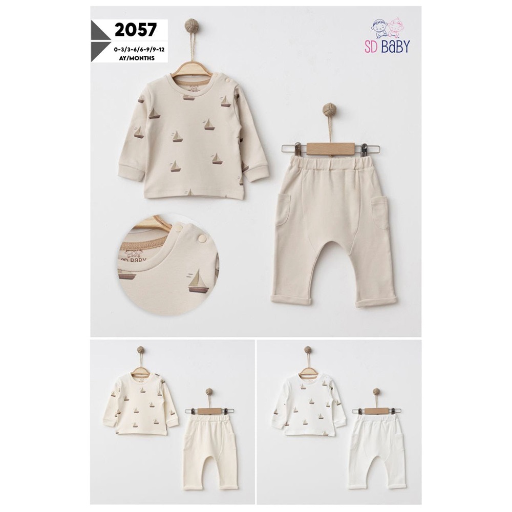 SD Baby 2057 Bebe Penye Yelken Baskılı Takım 6-24 Ay