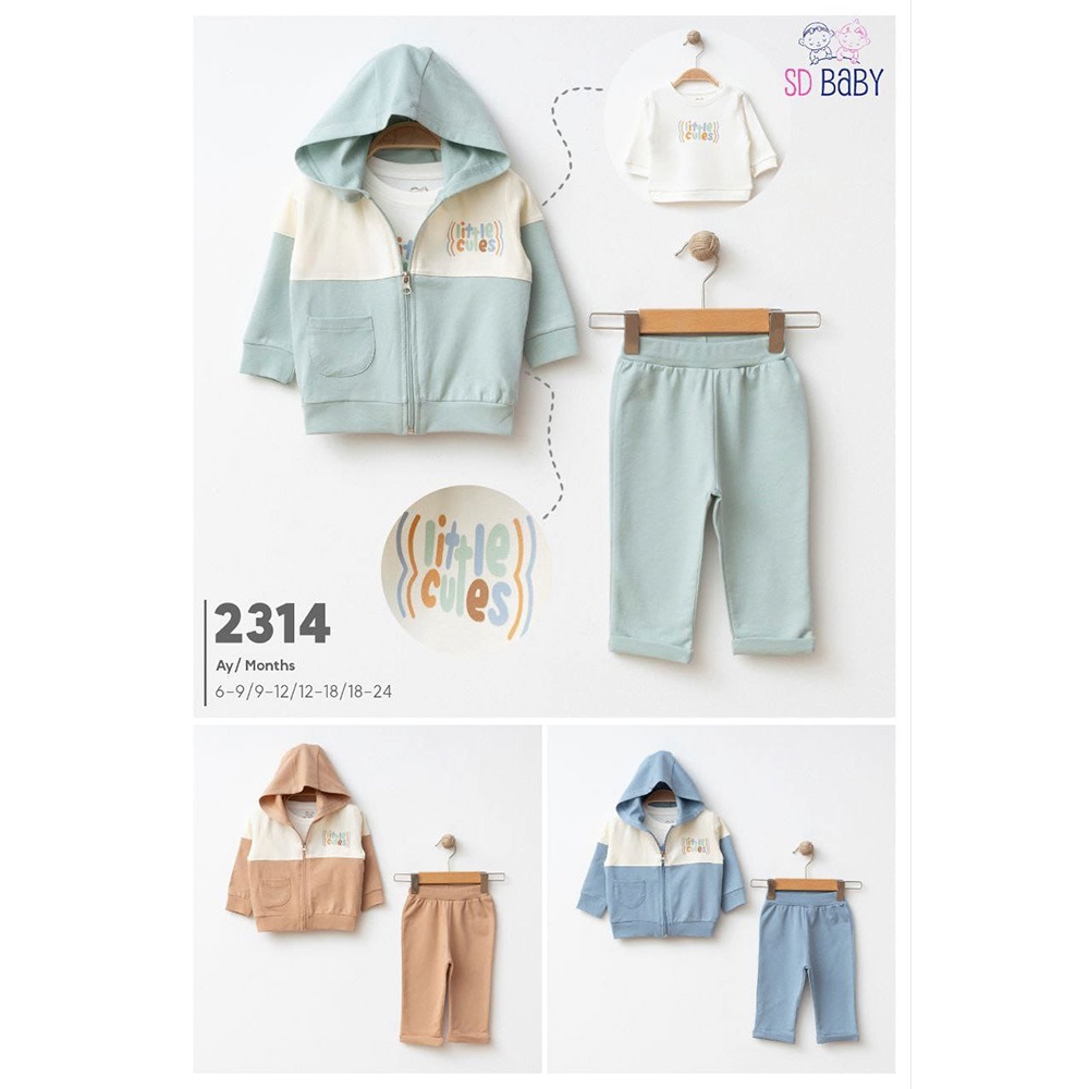 SD Baby 2314 Bebe Penye Lıttle Cules Baskılı 3 Lü Takım 6-24 Ay