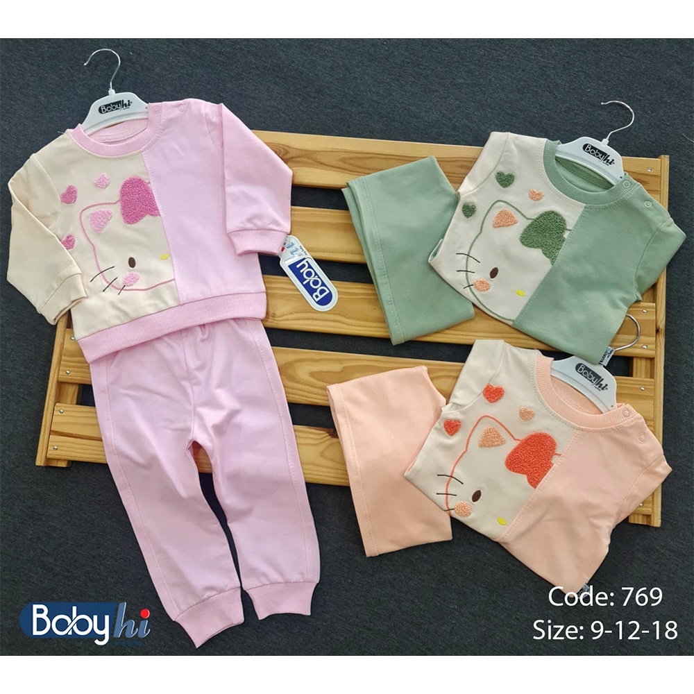 Baby Hi 769 Kız Bebe 2 ip Süzine Hello Kitty Nakışlı 2 Li Takım 9-18 Ay