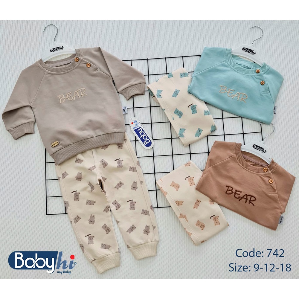 Baby Hi 742 Bebe 2 İp Bear Nakışlı 2 Li Takım 9-18 Ay