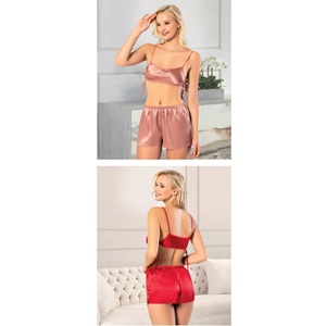 Miss Laris 3069 Bayan Saten Şortlu Takım Gecelik