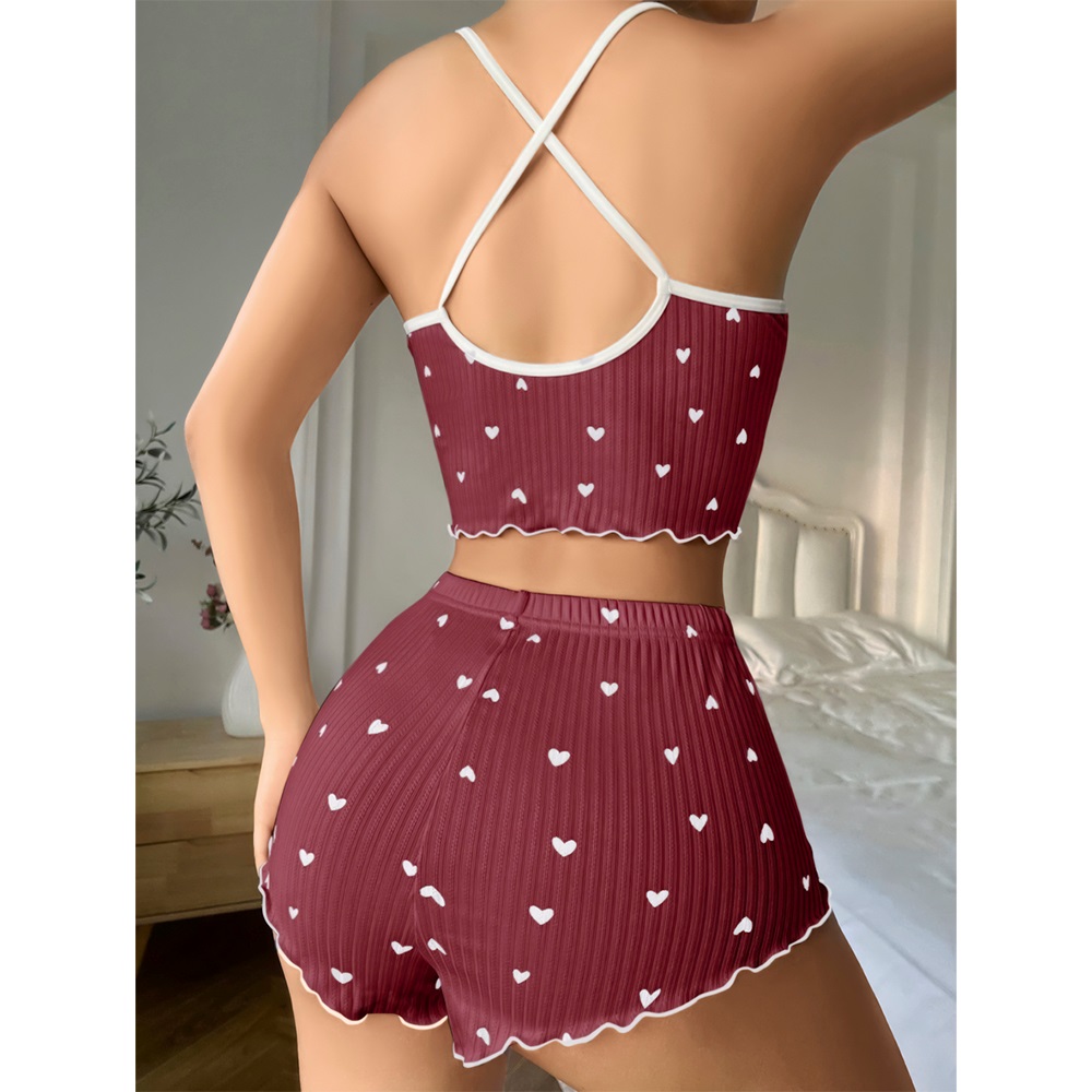 Lily Bianca 13111 Bayan Fantazi Şortlu Takım Gecelik - Bordo - S-M