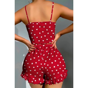 Lily Bianca 13100 Bayan Fantazi Şortlu Takım Gecelik - Kırmızı - S-M