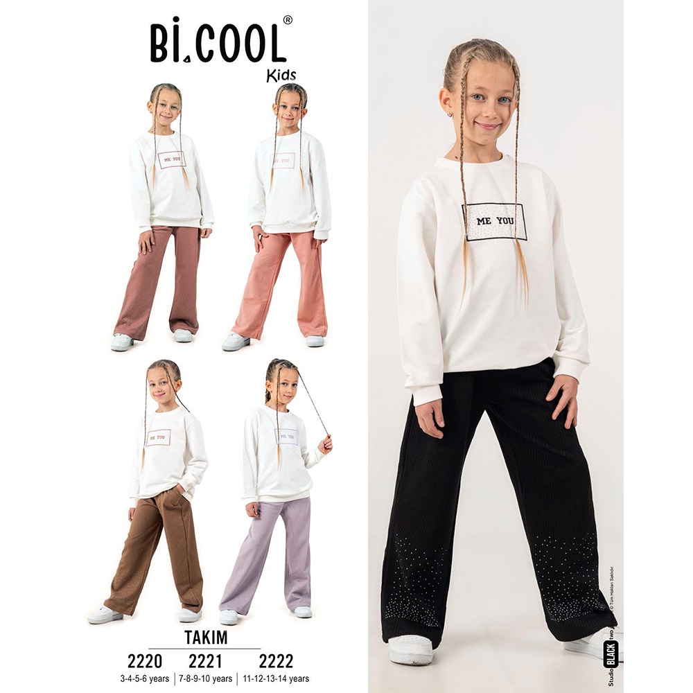 Bi Cool 2221 Kız Çocuk 2 İplik Me You Nakışlı Sıfır Yaka Takım 7-10 Yaş