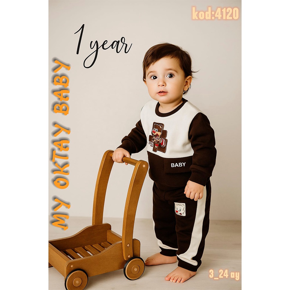 My Oktay 4120 Erkrek Bebe Baby Roller Nakışlı 2 Li Takım 3-24 Ay