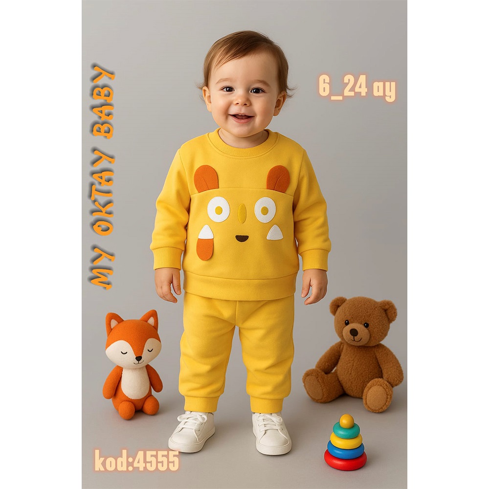 My Oktay 4555 Erkrek Bebe Dilli Nakışlı 2 Li Takım 3-24 Ay