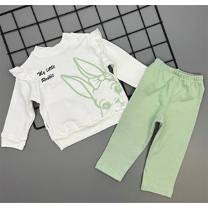 Ceylan Bebe 0009 Bebe Penye Kabartma Tavşan Baskılı 2 Li Takım 9-18 Ay