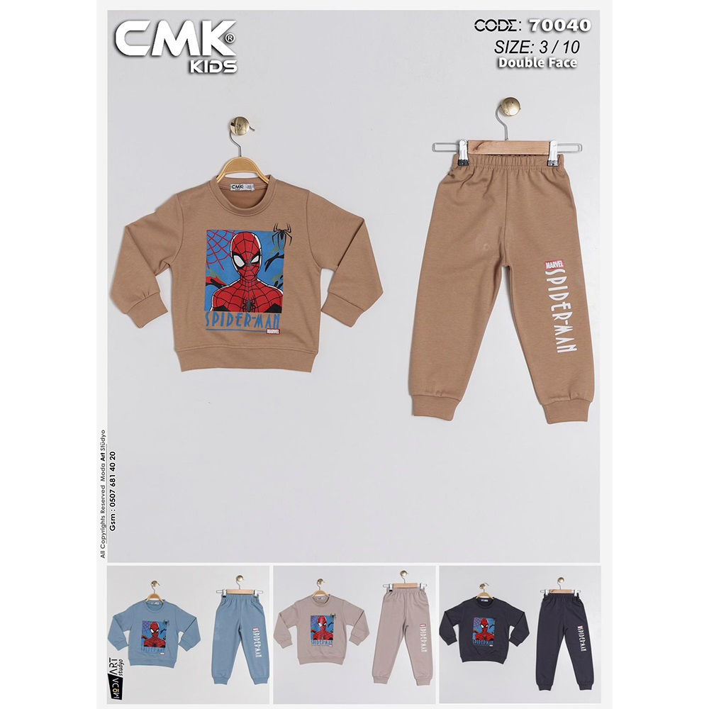 CMK KIDS 0040 Erkek Çocuk 2 İp Spıderman Baskılı Takım 3-10 Yaş - Karışık Renk - 3-10 YAŞ