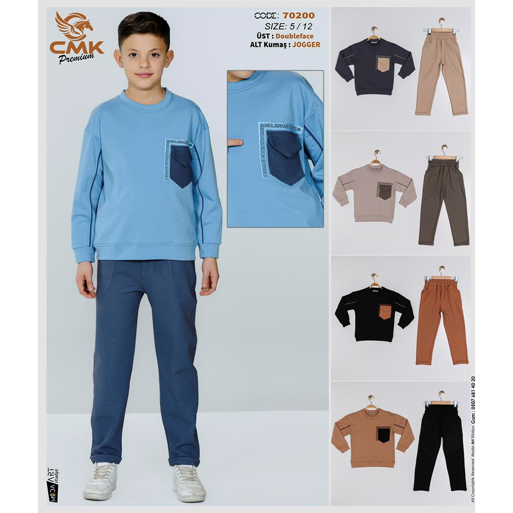 CMK KIDS 70200 Erkek Çocuk 2 İp Axelargato 2014 Cep Nakışlı 3 Lü Takım 5-12 Yaş - Karışık Renk - 5-12 YAŞ