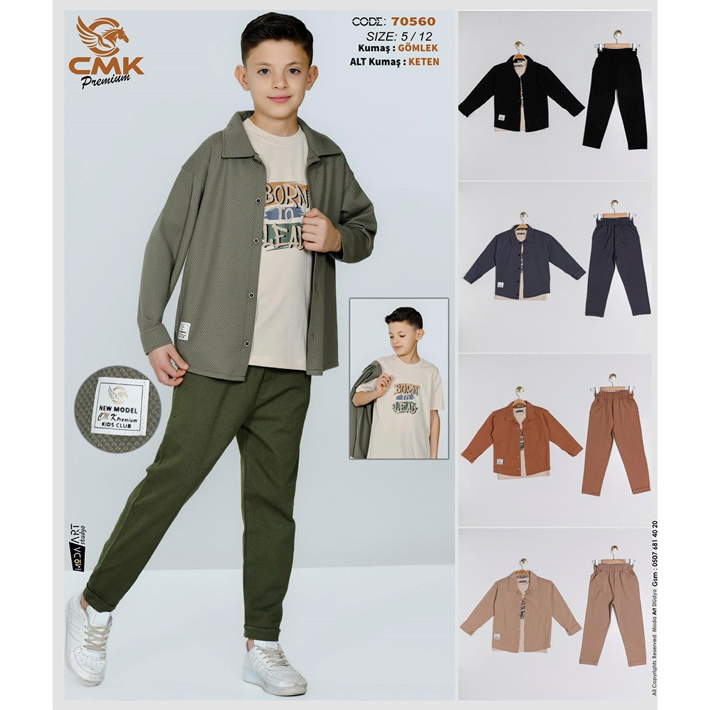 CMK KIDS 70560 Erkek Çocuk 2 İp New Model Nakışlı 3 Lü Takım 5-12 Yaş - Karışık Renk - 5-12 YAŞ