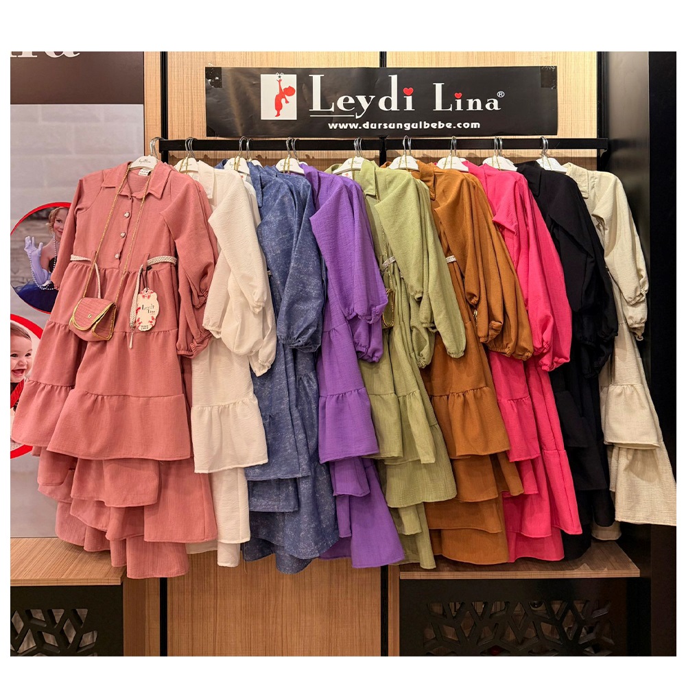 Leydi Lina 826 Kız Çocuk Kol Cantalı Elbise 5-12 Yaş - 40439-Karışık Renk -5-12 YAŞ