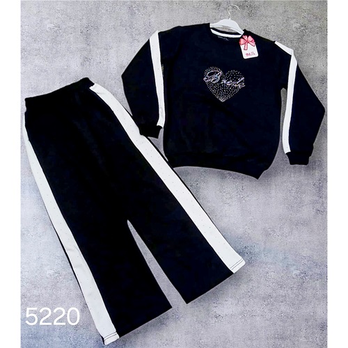 Alfa Kids 5220 Kız Çocuk 2 İp Brade Kalpli Nakışlı Takım 11-14 Yaş