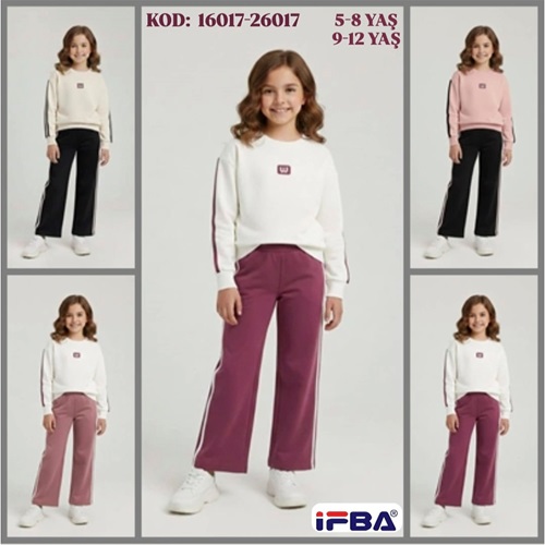 İfba Kids 26017 Kız Çocuk 2 İp W Nakışlı Şeritli Takım 9-12 Yaş