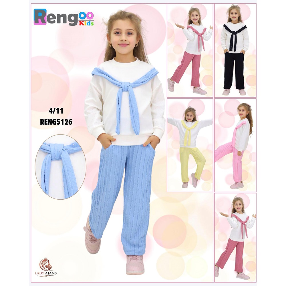 Rengoo 5126 Kız Çocuk 2 iplik Oysho Fular Modelli Taş Aksesuar Takım 4-11 Yaş - 40567-Karışık Renk -4-11 YASŞ