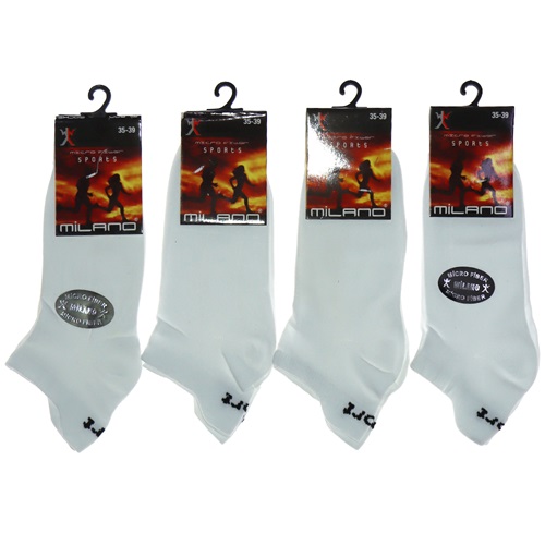 Milano 0129 Bayan Micro Fiber Patik Çorap - Beyaz - PAKET İÇİ TEK RENK