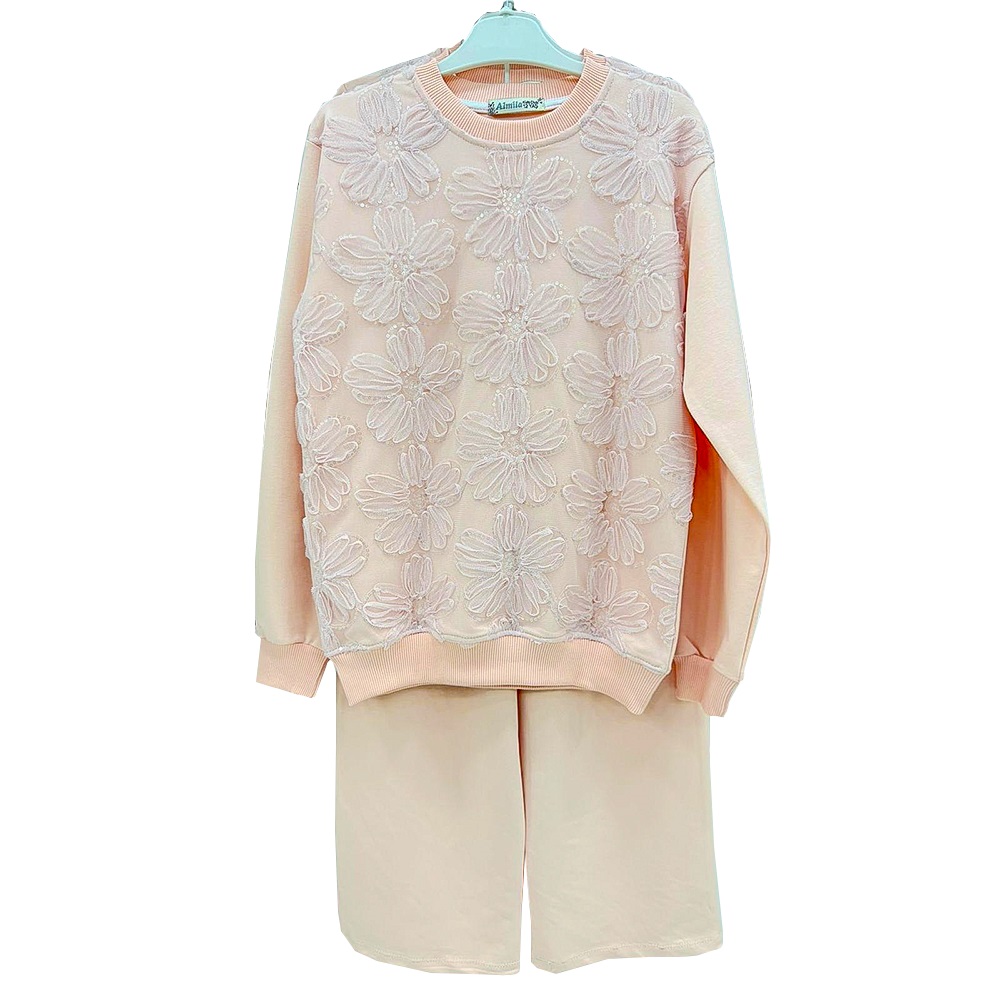 Almila 3052 Kız Çocuk 2 İp Tül Çicek Nakışlı Takım 5-8 Yaş - 40638-Karışık Renk -5-8 YAŞ