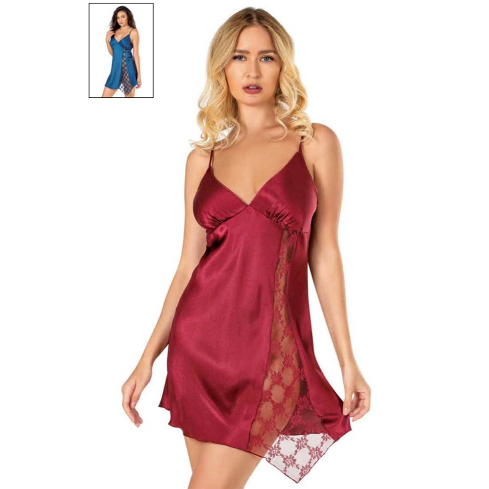 Primoda 8142 Bayan Saten Dantelli Kısa Gecelik