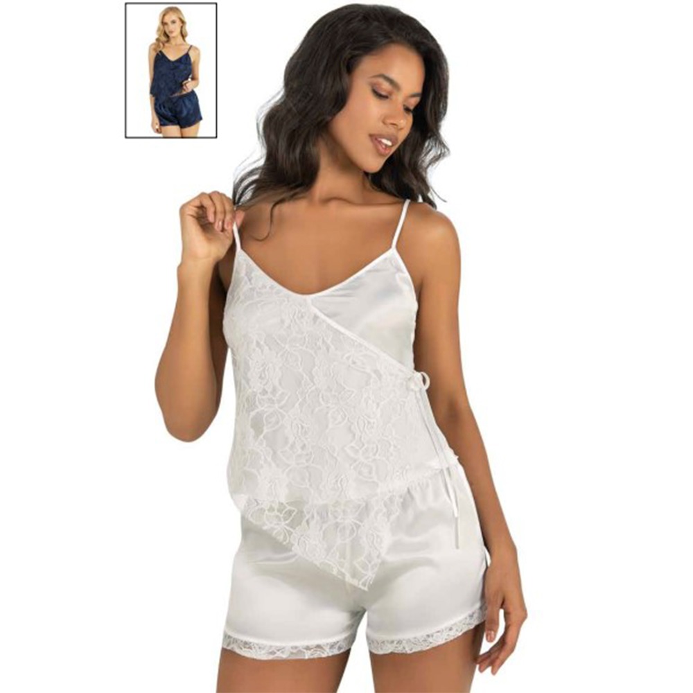 Primoda 9204 Bayan Saten Dantelli Şort Takımı