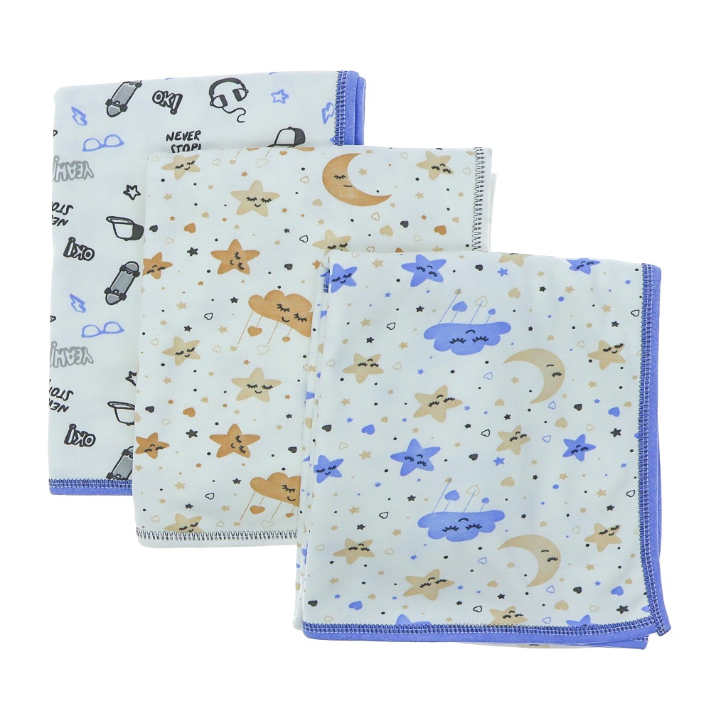 Karaca Bebe 155 Desenli Çift Katli Kenarı Biyeli Penye Kundak 0-1 Yaş - 40766-Karışık Renk -0-1 YAŞ