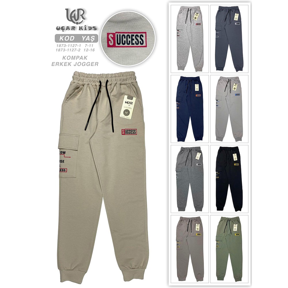 Uçar 1127-2 Erkek Çocuk Kompak Uzun Sağ Kmdn Cepli Success Baskılı Eşofman 12-16 Yaş - 40875-Karışık Renk -12-16 YAŞ