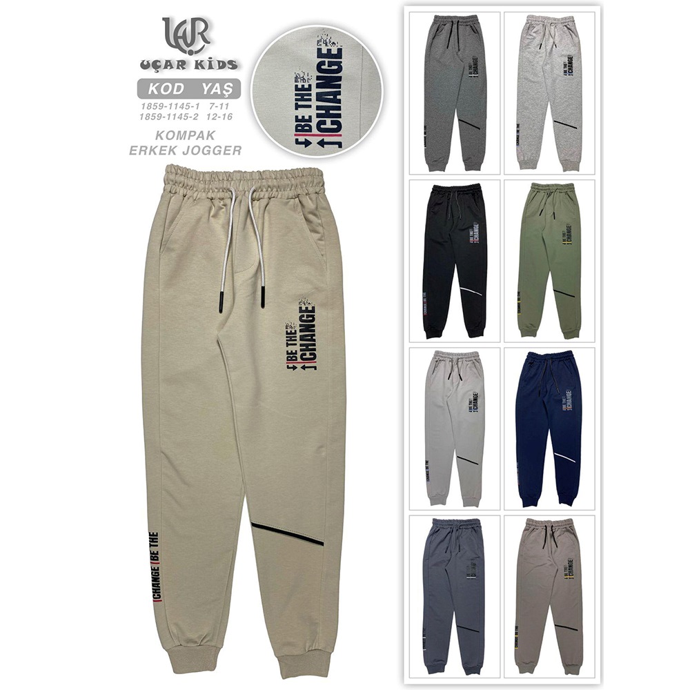 Uçar 1145-2 Erkek Çocuk Kompak Ön biyeli Arka Geniş Paça Ribana Change Baskılı Eşofman 12-16 Yaş - 40879-Karışık Renk -12-16 YAŞ