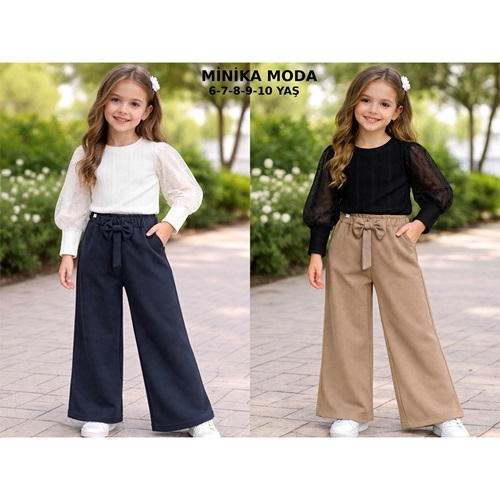 Minika Çocuk Alt Zara Oysho Üst Balon Kol Sıfır Yaka Takım 6-10 Yaş - 40934-Karışık Renk -6-10 YAŞ