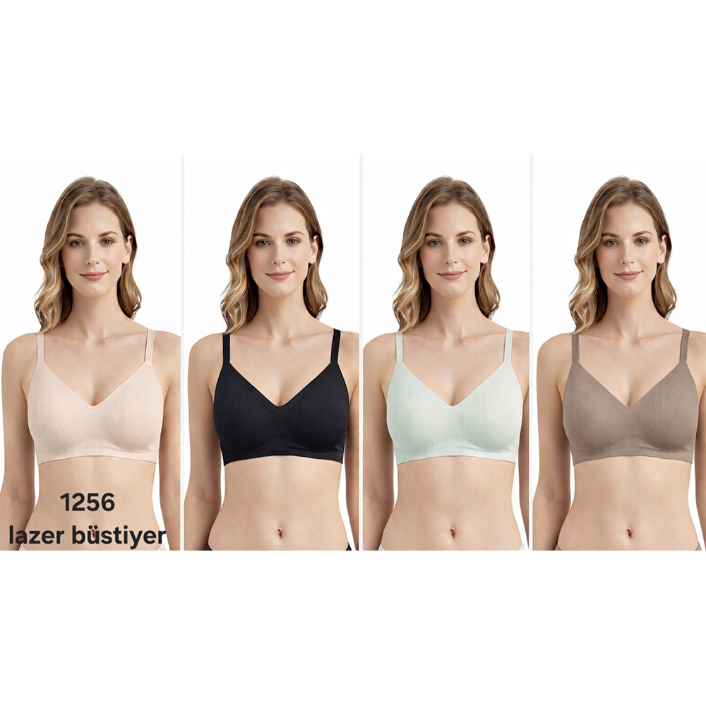 F.K 1256 Bayan Pedli Lazer Kesim Sütyen 75-90 - 40955-Mint Yeşil-75-90