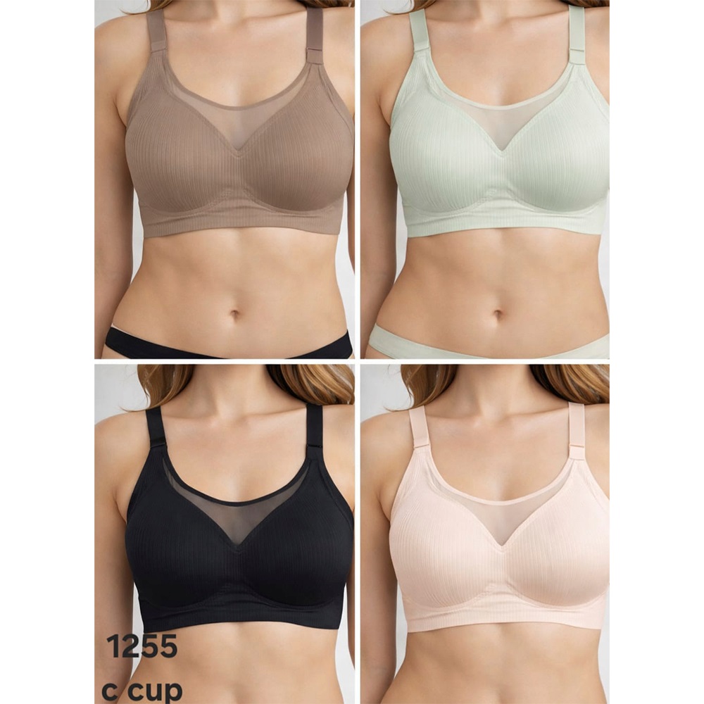 F.K 1255 Bayan Pedli Ön Detaylı Lazer Kesim Sütyen 85-95 - 40956-Vizon-85-90-95