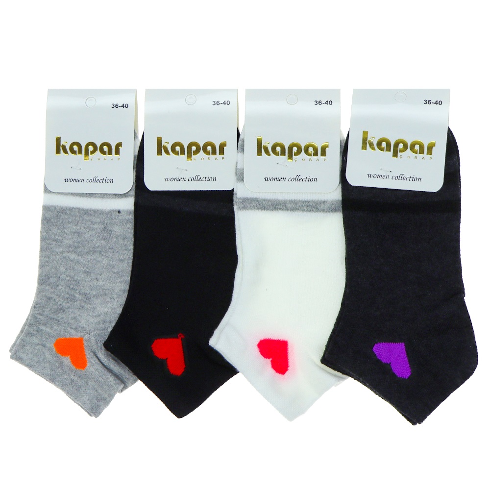 Kapar Kp 081 Bayan Likralı Penye Patik Çorap - 41040-Karışık Renk -ASORTİ