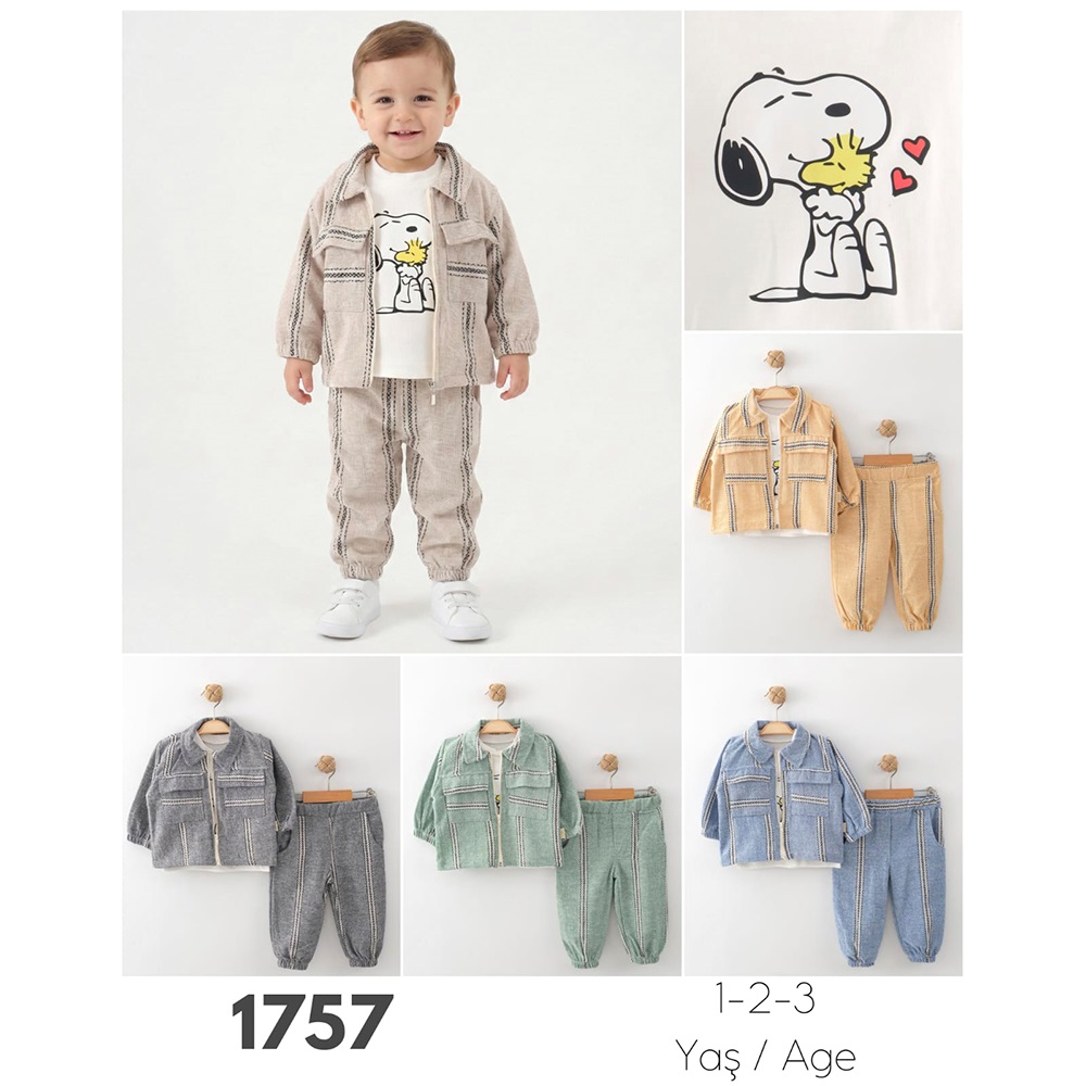 Tufitto 1757 Erkek Bebe Çizgili Gömlekli 3 Lü Takım 9-24 Ay