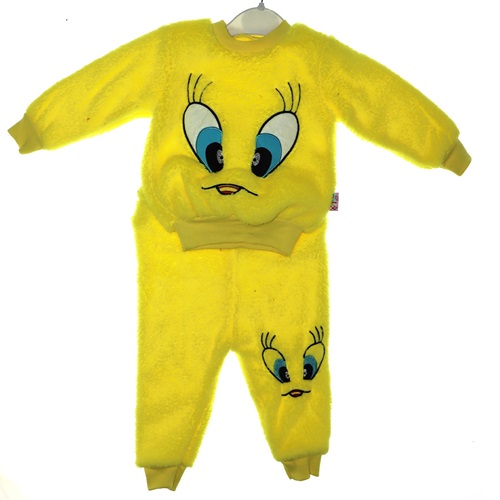 1470 Kız Nakışlı Peluşlu 2li Takım 6 - 24 Ay- Sarı