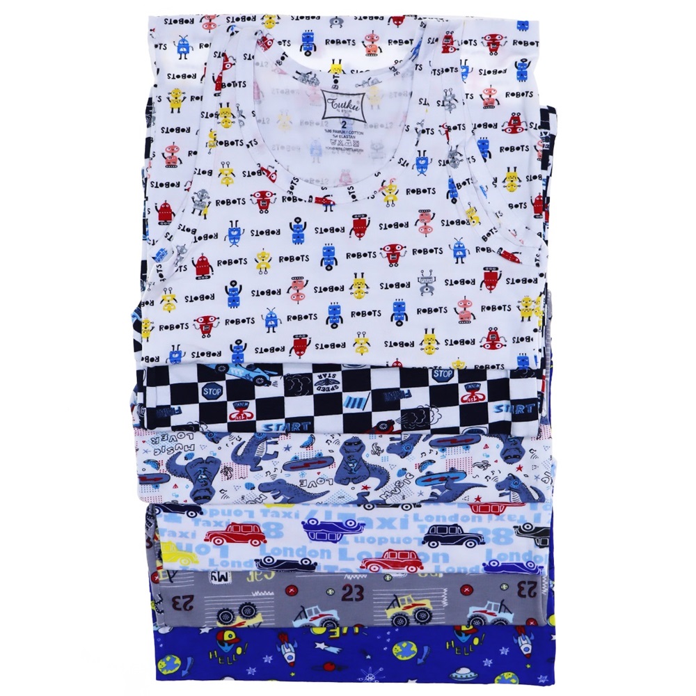 Tutku 0256 Erkek Çocuk Elastan Empirme Atlet- Karışık Renk - 2