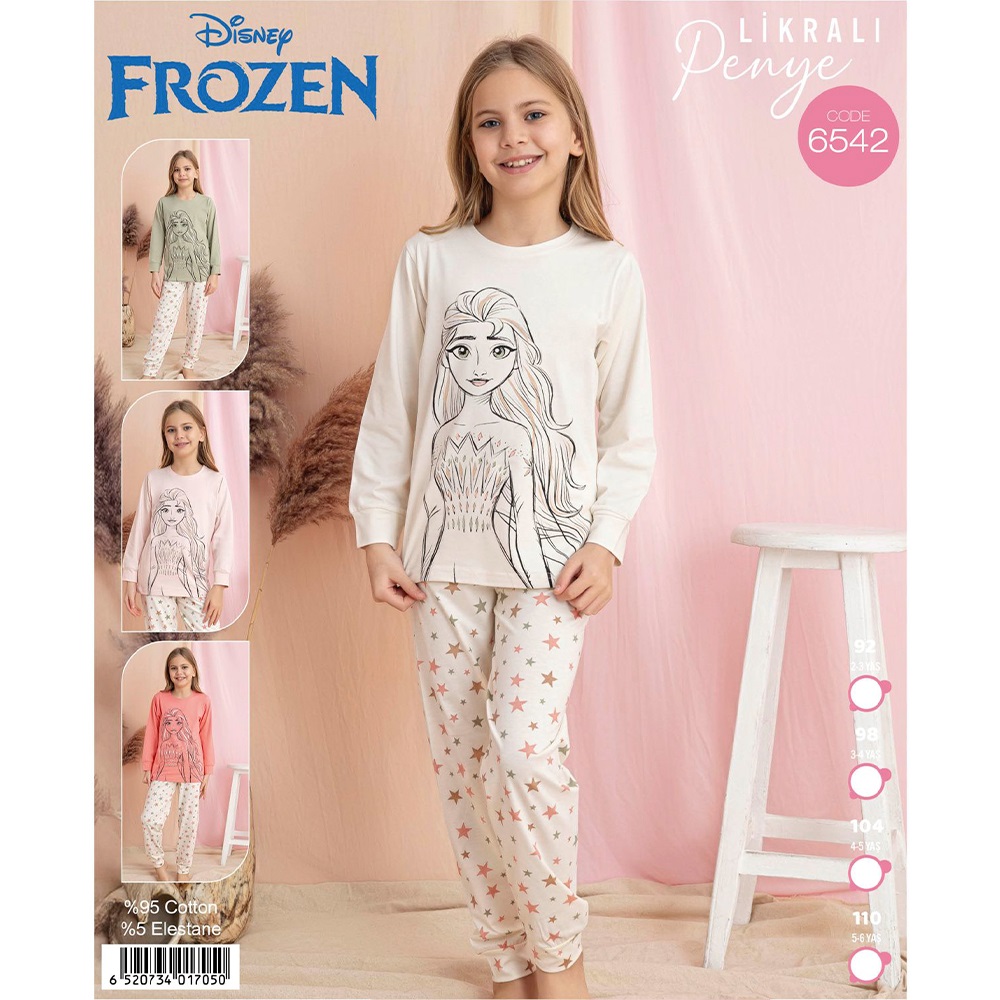 Frozen 6542 Kız Çocuk Penye Likralı Frozen Baskılı Pijama Takımı 3-6 Yaş - Karışık Renk - 3-6 YAŞ