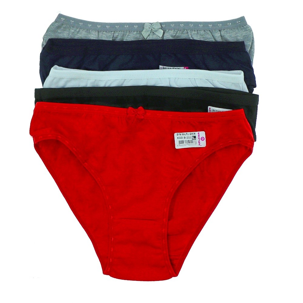 Seramony B-231 Bayan Penye Likralı Düz Bikini Külot - Lacivert - L