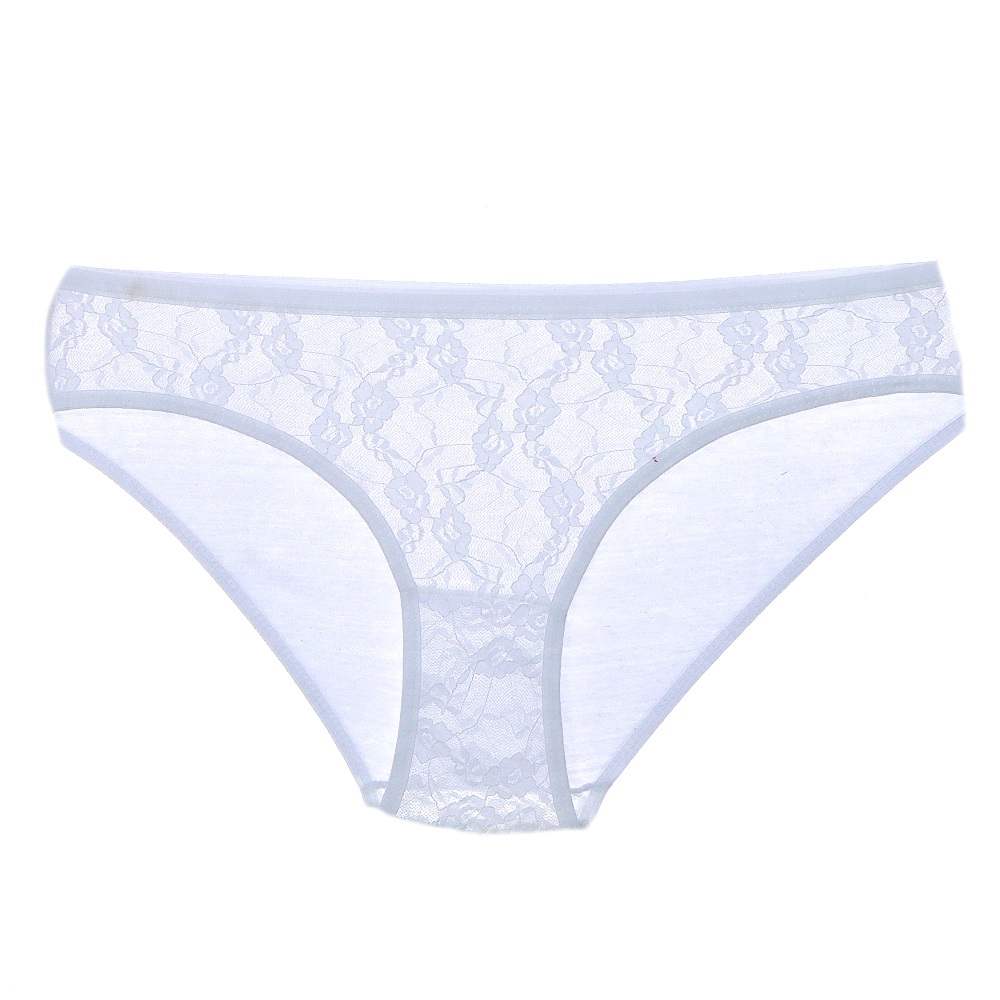 Seramony B-235 Bayan Penye Likralı Dantelli Bikini Külot - Beyaz - L