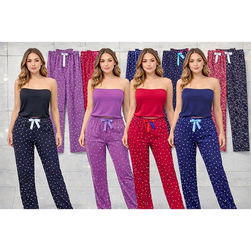 Elit Lıfe 97 Bayan Ring Viskon Geniş Paçalı Pijama Tek Alt S-2XL - Karışık Renk - S-M-L-XL-2XL