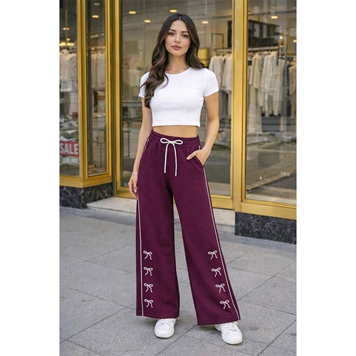 Elit Lıfe 153 Bayan Elmas Kumaş Bol Paça Biyeli Eşofman Alt S-2XL - Karışık Renk - S-M-L-XL-2XL