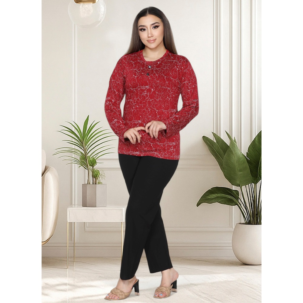 Elit Lıfe 119 Bayan Battal Penye Desenli Pijama Takımı 3XL-6XL - Karışık Renk - 3XL-4XL-5XL-6XL