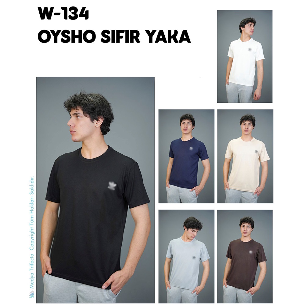 Adidas W-134 Erkek Oysho Adidas Baskılı Sıfır Yaka Tişört S-2XL - Karışık Renk - S-M-L-XL-2XL